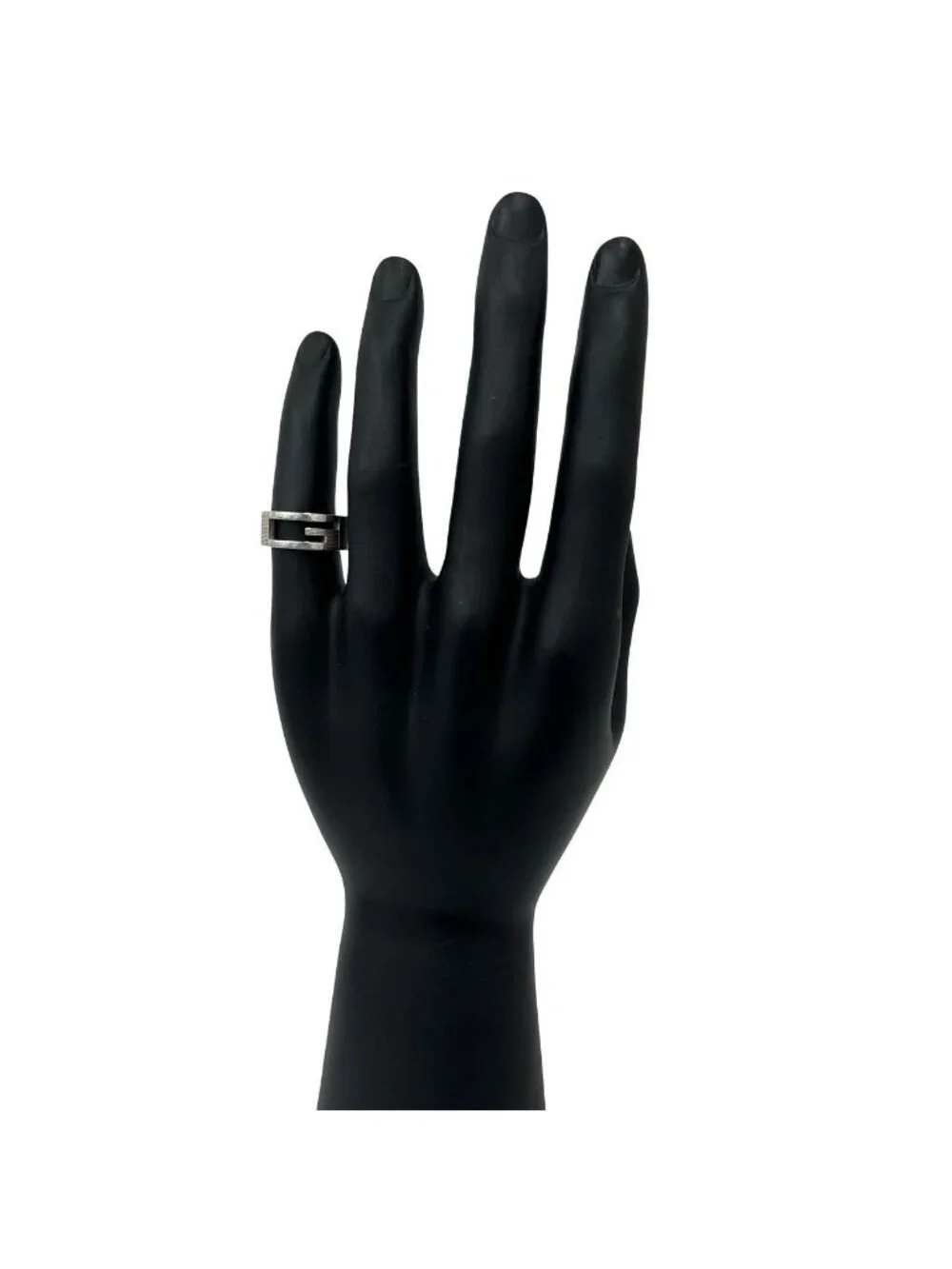 Gucci Logo Motif 925 Sterling Silver Ring